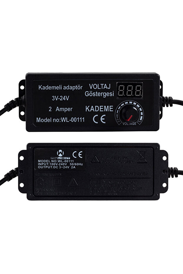 Ayarlı Kısa Devre Korumalı 3 - 24 Volt 2000 Mah Dijital Ekranlı Adaptör KPF871 - 1