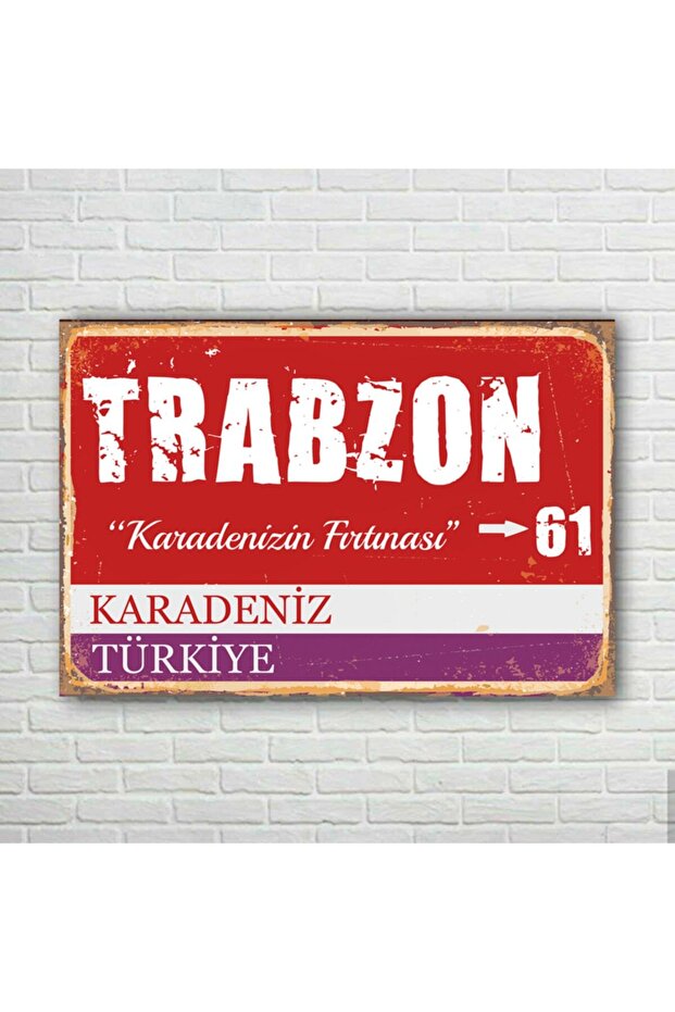 Trabzon Plaka Retro Ahşap Poster - 1