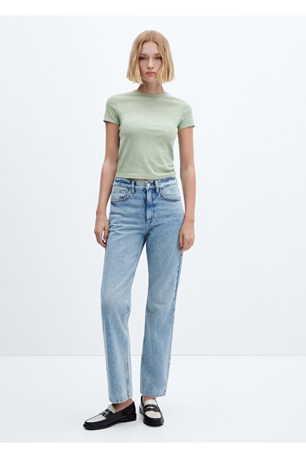 Kısa Kollu Triko Tişört - 2