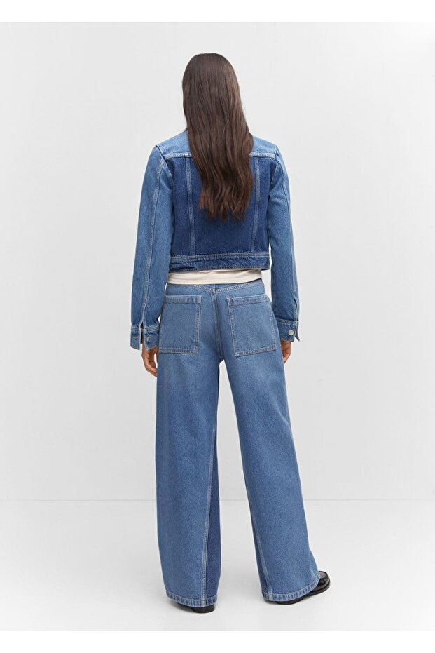 Kontrast Denim Ceket - 4