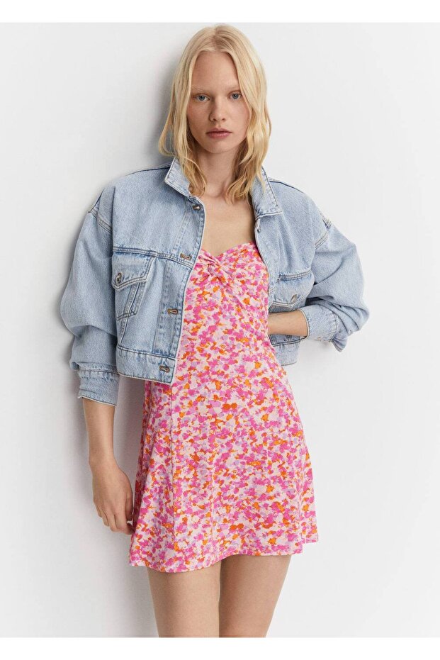 Desenli Kısa Elbise - 6