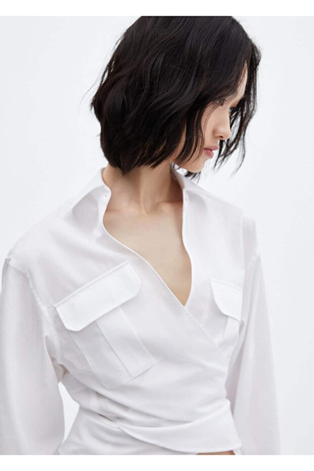 Pamuklu çapraz gömlek - 7