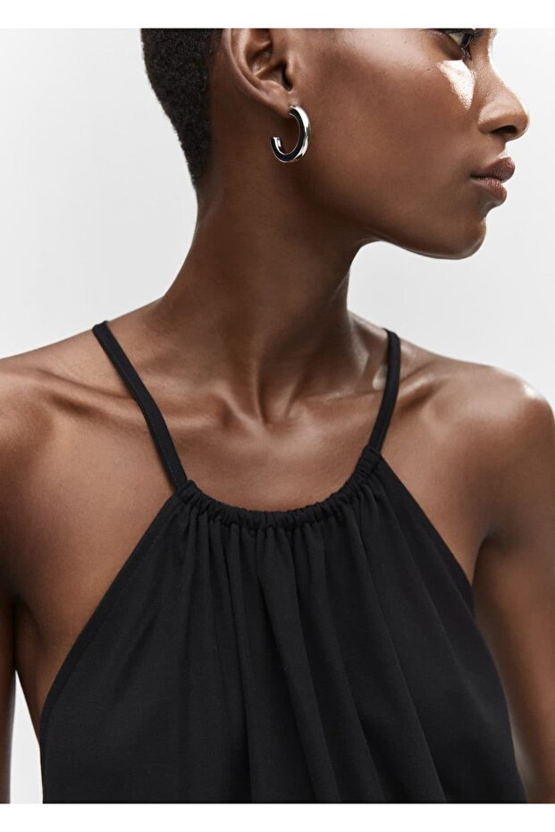 Çapraz Sırtlı Maksi Elbise - 8