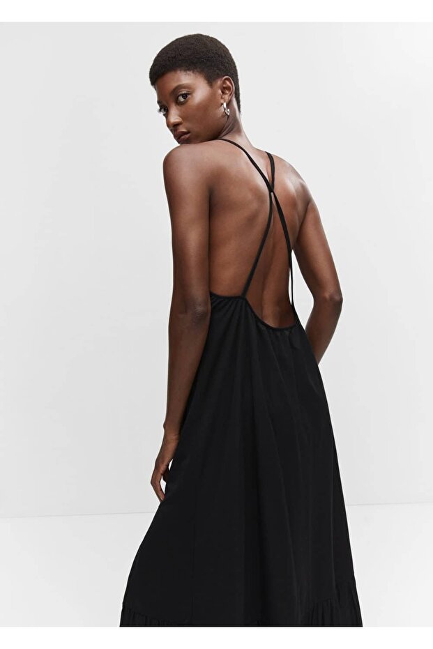Çapraz Sırtlı Maksi Elbise - 4