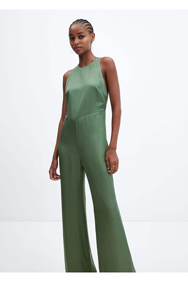 Halter yaka saten tulum - 1