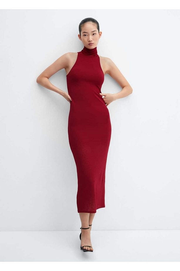 Yüksek Yaka Midi Elbise - 8