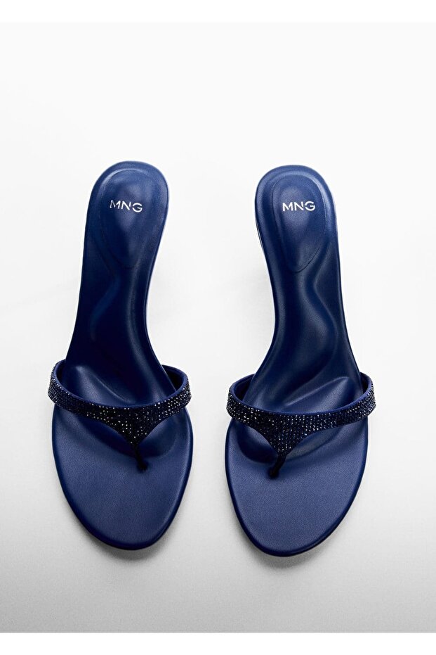 Strass Taşlı Topuklu Sandalet - 4