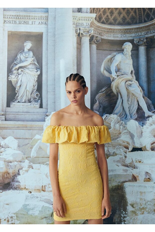 Fırfırlı Triko Elbise - 7