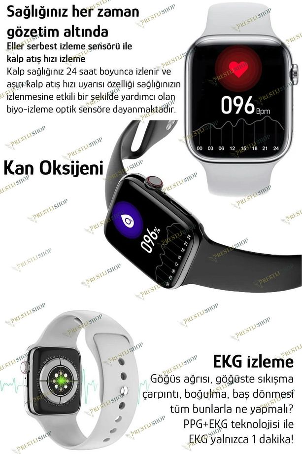 Gümüş Watch 7 Yeni Nesil Spor Ve Sağlık Sensörlü Ios Android Uyumlu Bluetooth Aramalı T700s Akıllı - 7