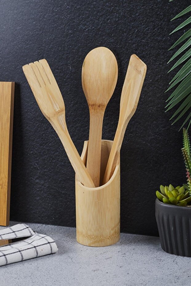 15135 Woody 4 Piece Wooden Bamboo Spoon Set