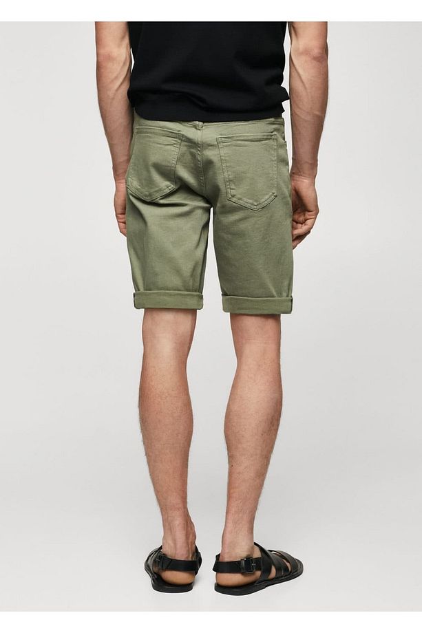Slim fit kot bermuda şort - 4
