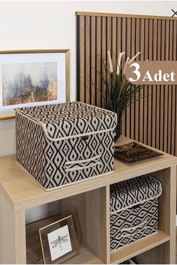 3 Pieces Bohe Multi-Purpose Box with Lid Mini Shelf Organizer - 1