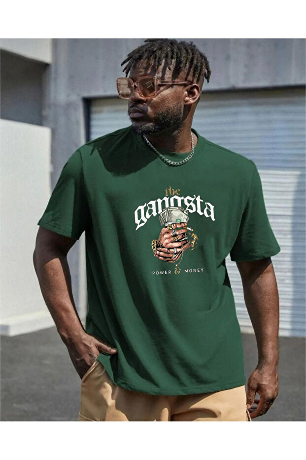 GANGSTA Printed Trend GREEN Comfortable Cut Oversize T-shirt