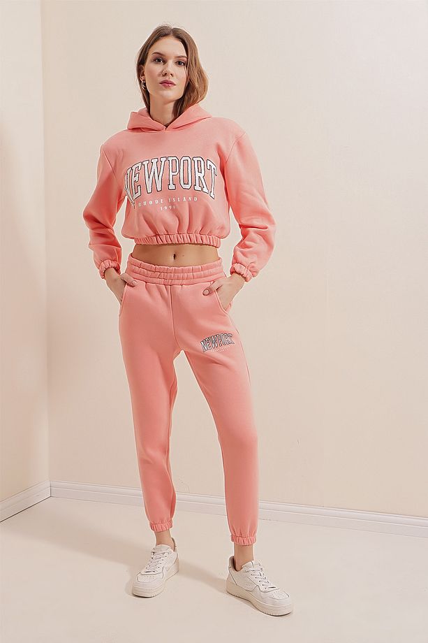 55397 Baskılı Eşofman Takımı - Pembe - 3