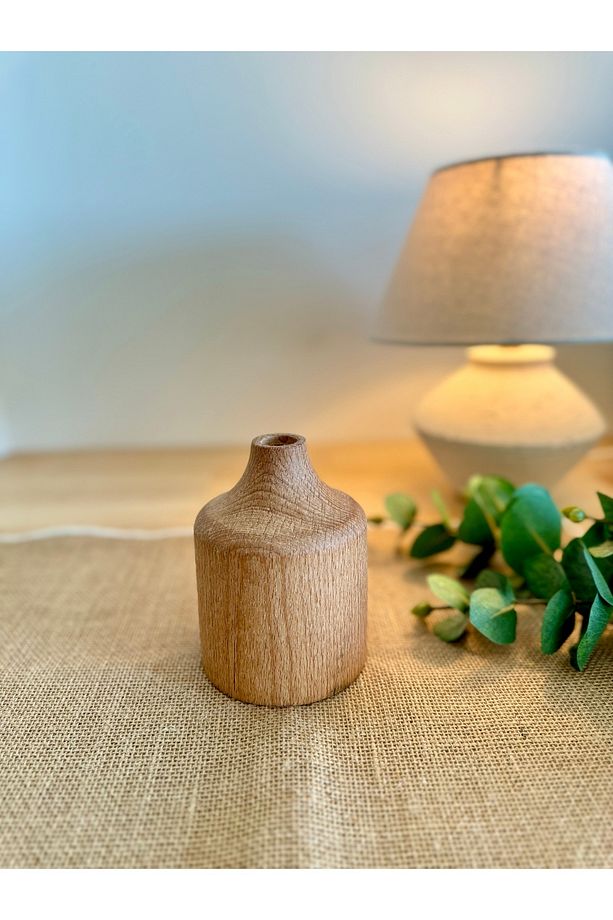 Masif Ahşap Minimal Vazo Boy: 12cm En: 9cm - Yapay Bitki Dahil Değildir - 4