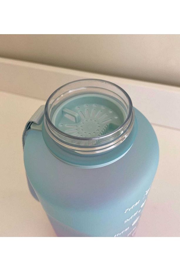2000 ml Tritan Motivasyonlu Su Matarası Pipetli Ve Süzgeçli (Lİ?LA - AÇİK MAVİ?) Hedi?yeli? - 7