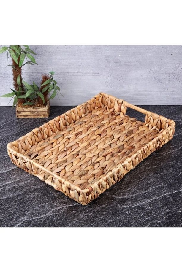 Bambu Hasırlı 3'lü Kare Model Kahve-Çay-Kahvaltı Sunum Tepsisi - 2
