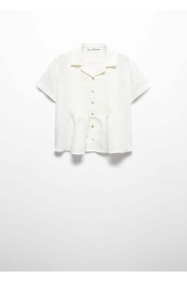 Geniş pileli keten gömlek - 3