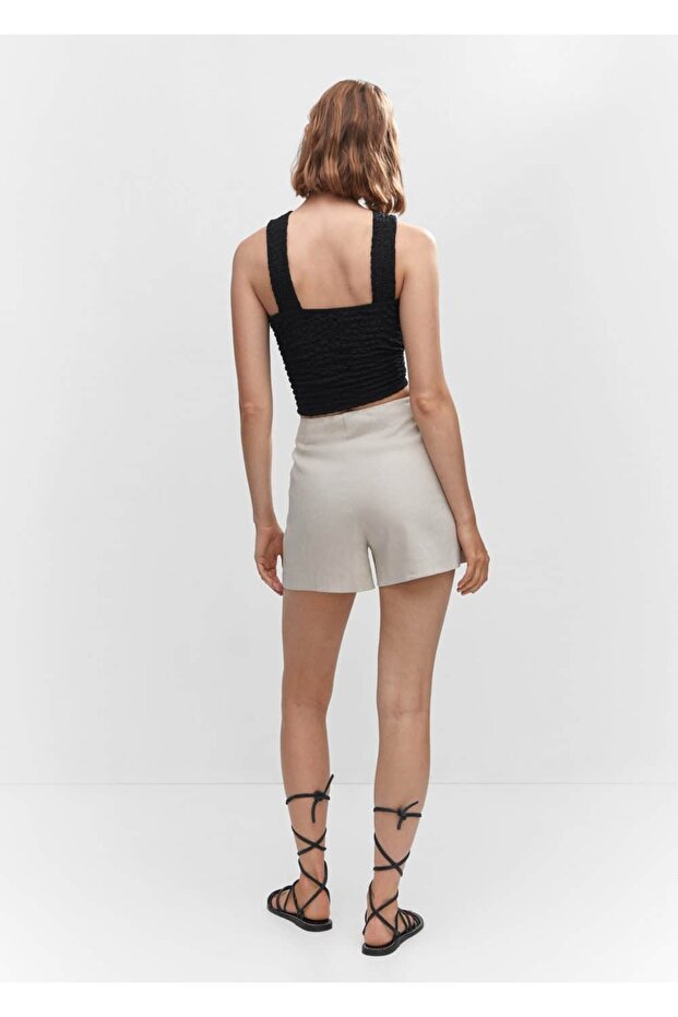 Halka Detalı Dokuma Bluz - 4