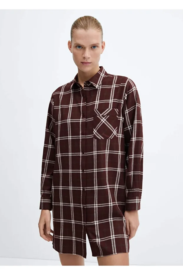 Flanel Kareli Gecelik - 1