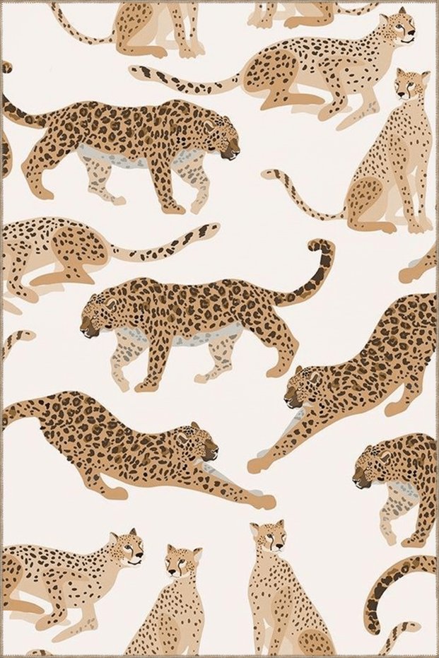 Beige Themed Leopard Patterned Creative Modern Decorative Carpet 3617