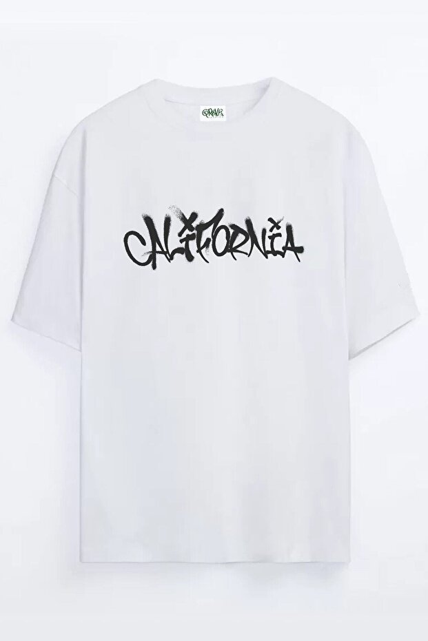 Unisex California Graffiti Printed Oversize T-shirt