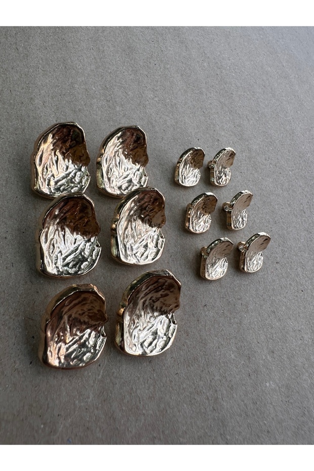 Asymmetric cambered shell model light gold button set - 4