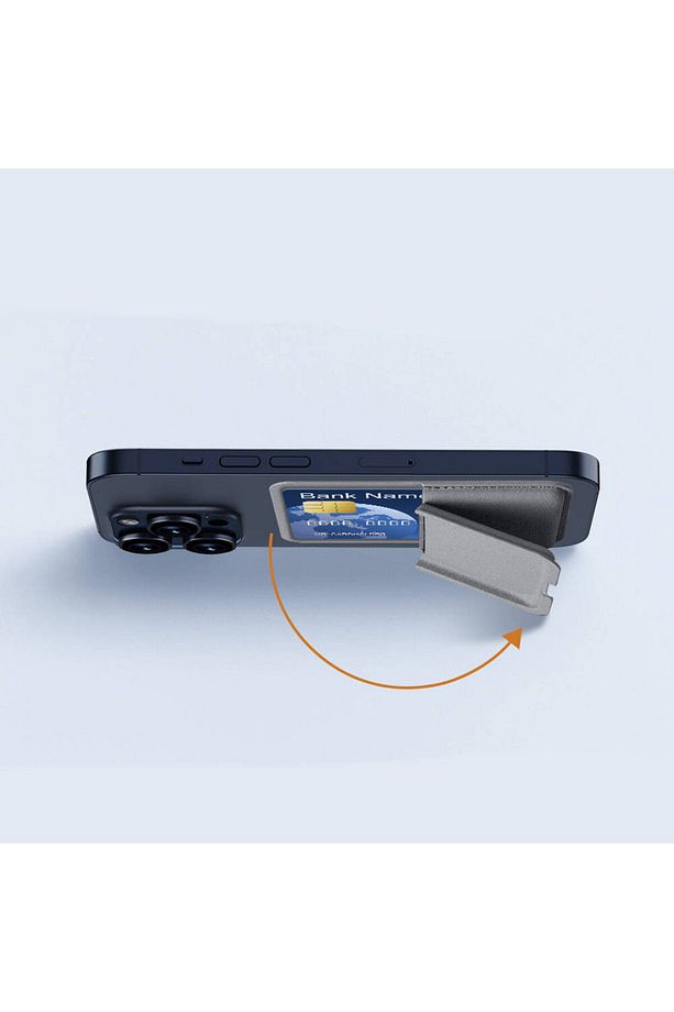 MW-001 Pop-Up Sade Tasarımlı 3 Hazneli PU Magnetik Standlı Kartlık Gri - 4