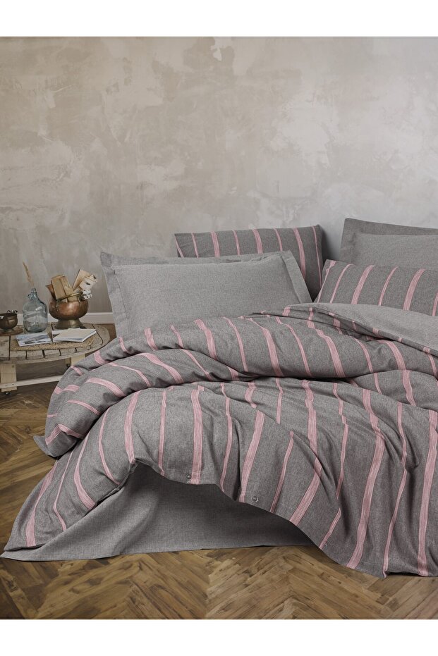 Ribbed Double Duvet Cover Set Barisan Gray