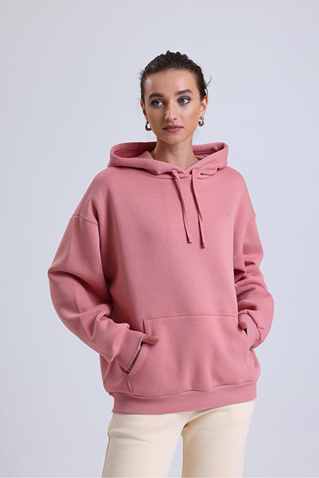 Kapş.Oversıze 3İp Sweatshırt-GÜLKURUSU - 6