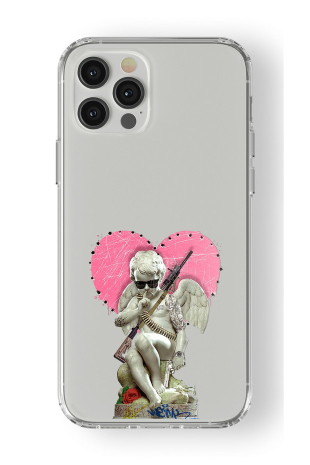 Iphone 14 Pro Compatible White Angel Design Printed Transparent Case