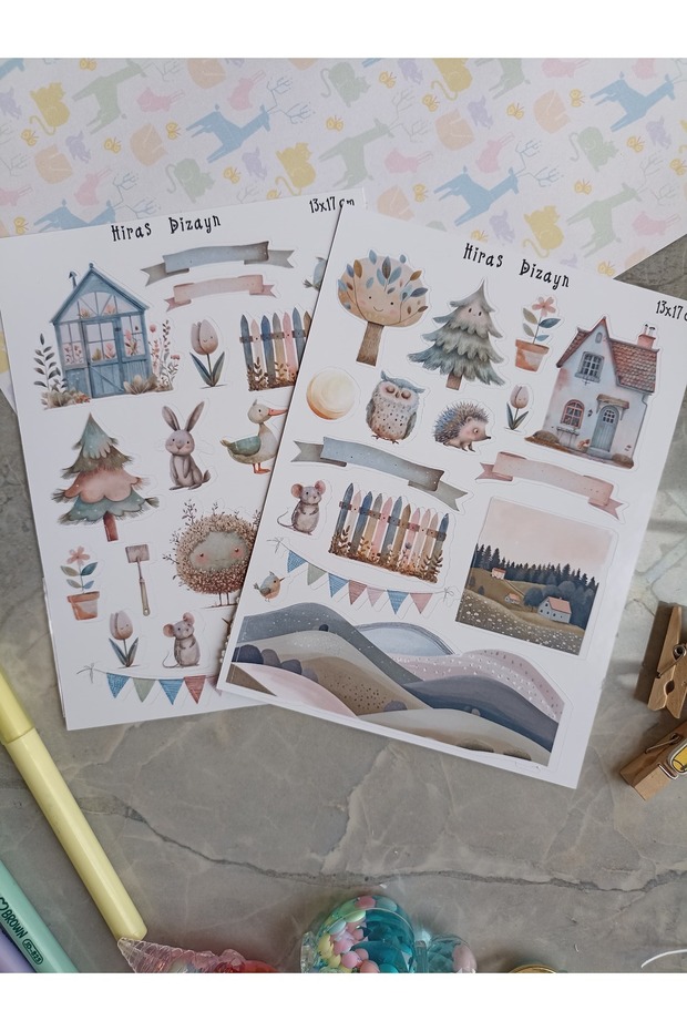Farm Themed Sticker Sheets Label Stickers 36 Pcs Stickers 13X17Cm 2 Sheets