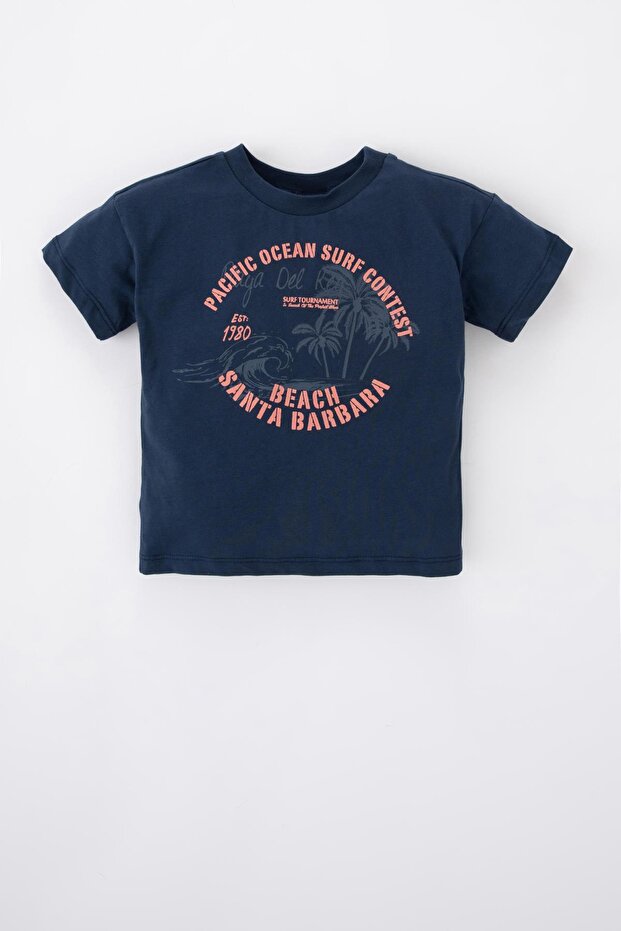 Baby Boy Palm Patterned Short Sleeve T-Shirt Z5492a223sm