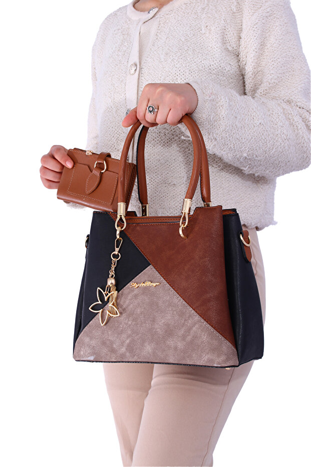 Jn-039 Wallet Combination Women's Handbag and Shoulder Bag Black