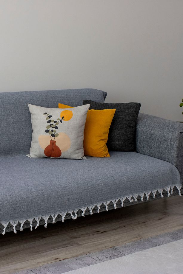 170 X 200 Cm Çift Yönlü, Saçaklı Koltuk Örtüsü, Kanepe Örtüsü, Pamuklu Çekyat Örtüsü - 1