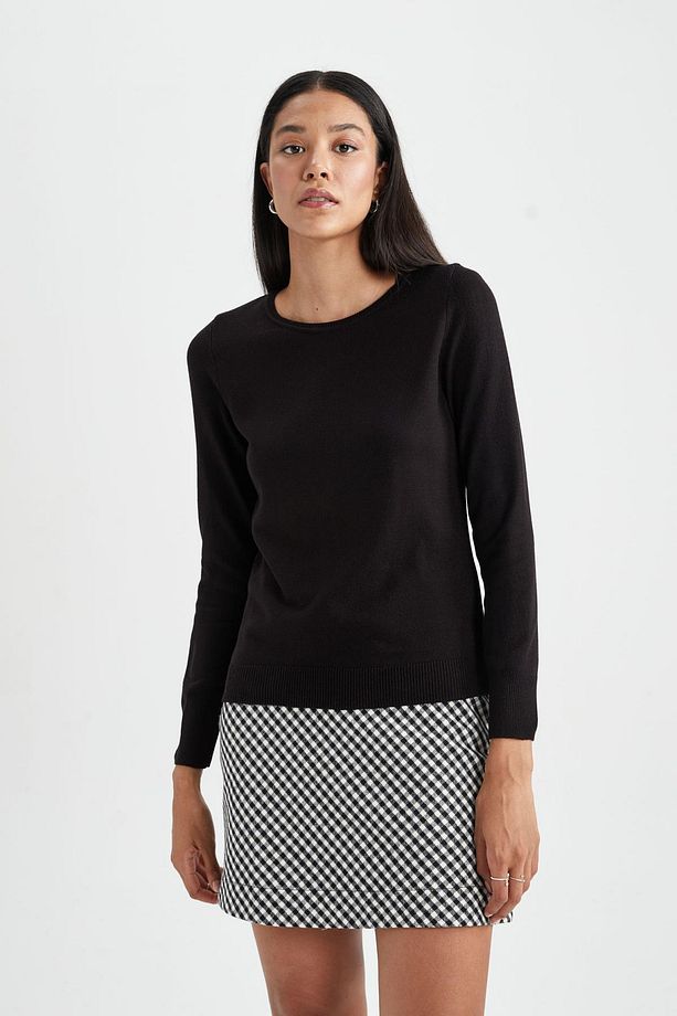 Regular Fit Bisiklet Yaka Yumuşak Dokulu Basic Düz Triko Kazak F7091az23wn - 5