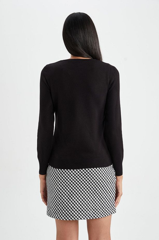 Regular Fit Bisiklet Yaka Yumuşak Dokulu Basic Düz Triko Kazak F7091az23wn - 7