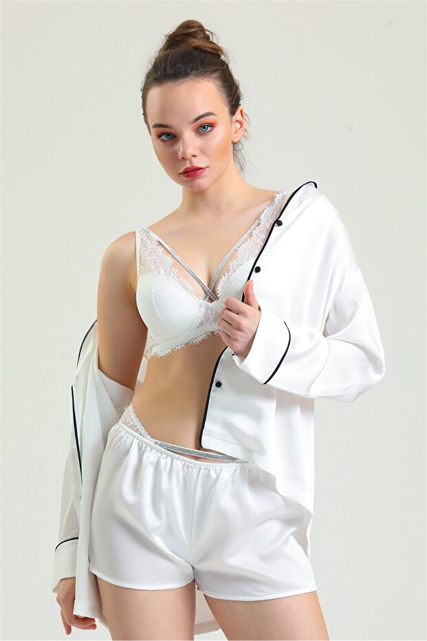 حمالة صدر برباط متقاطع مع دعم حجري - 4686 - 2