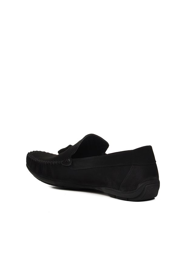 D7218 Siyah Nubuk Hakiki Deri Erkek Loafer Ayakkabı - 4
