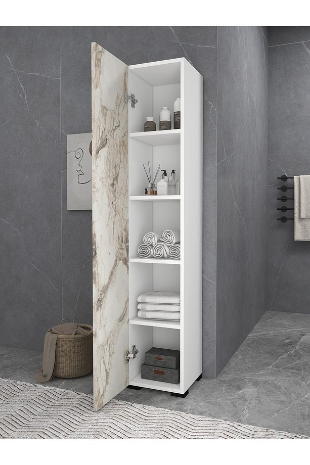Irmak Mobilya Tek Kapaklı 5 Raflı Çok Amaçlı Banyo Mutfak Kiler Dolabı Tek Kapılı Dolap - 3