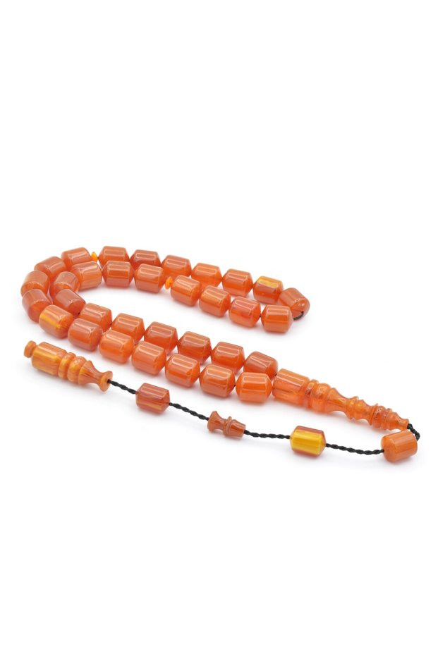 Orange Moire Barrel Cut Master Prayer Beads - Work System