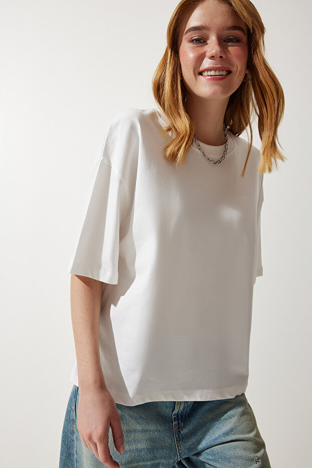 Women's Off-White Premium Crew Neck Oversize Knitted T-Shirt AH00160