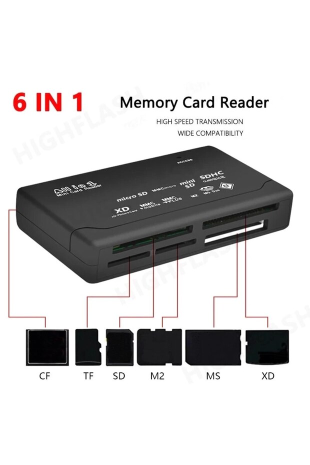 Lector De Tarjetas Todo En Uno Usb 2,0 Adaptörü Lector De Tarjetas Sd Uyumlu Tf Cf Sd Min... - 1