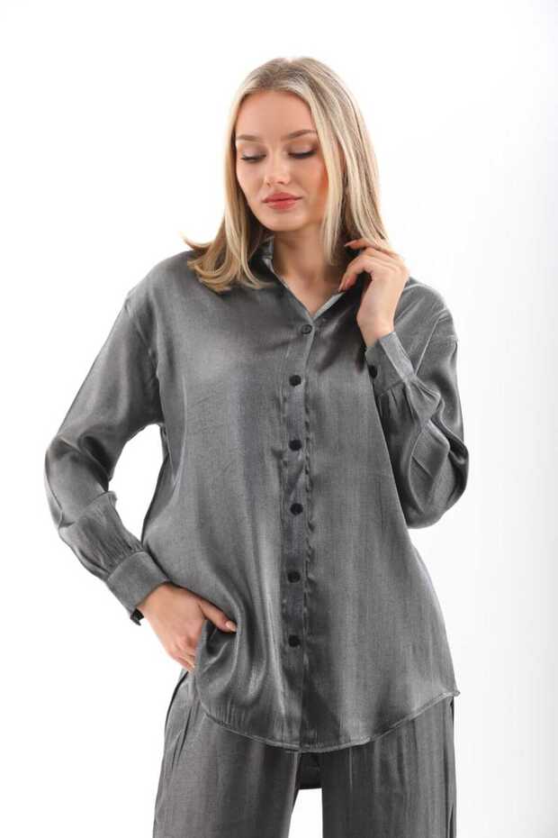 بدلة مزدوجة من الساتان المطبوع - 6