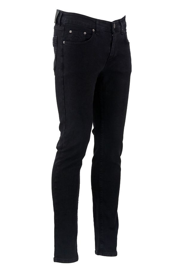 Erkek Likralı Örme Siyah Kot Pantolon - 1