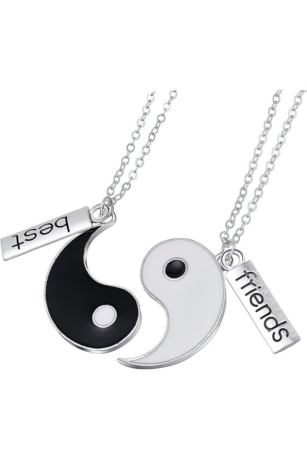 YING YANG BEST FRIENDS COUPLE PAIR NECKLACE STEEL