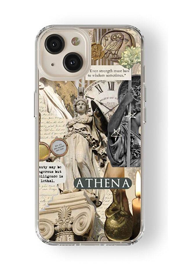 حافظة شفافة مطبوعة بتصميم Atena Collage متوافقة مع هاتف Iphone 13 Mini - 1