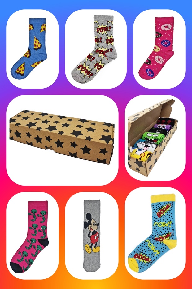 Socks Box 6 Pieces Assorted Colorful Socks Box Colorful Embroidered Socks Box Colorful Socks Box 6 Pieces