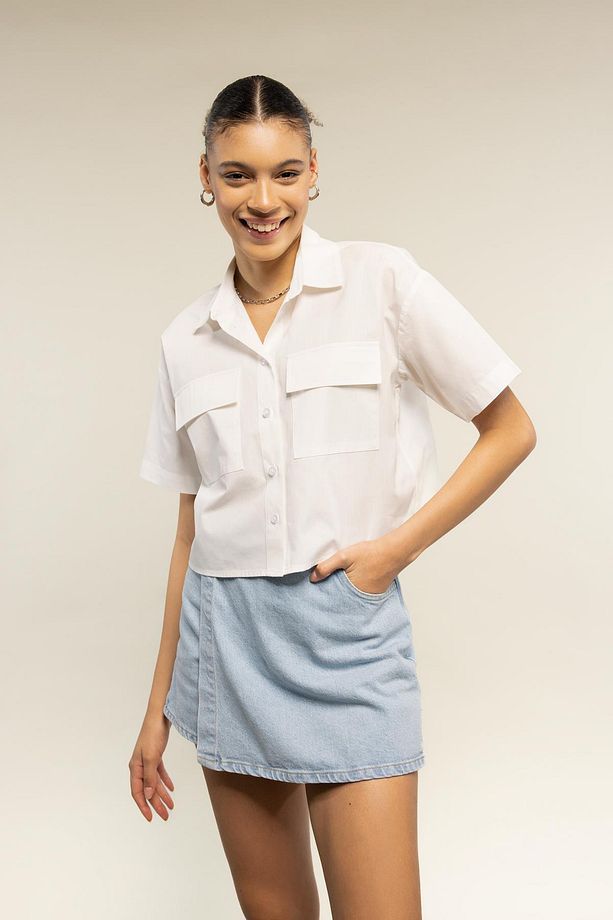 Coool Oversize Fit Kısa Kollu %100 Pamuk Gömlek X9682az23sm - 3