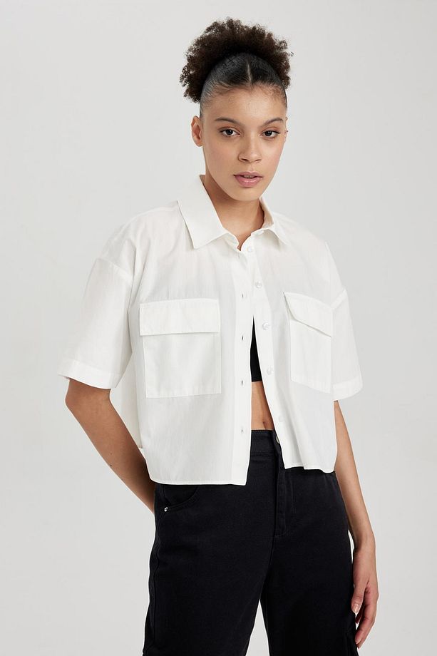 Coool Oversize Fit Kısa Kollu %100 Pamuk Gömlek X9682az23sm - 4